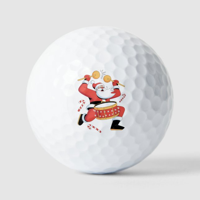 Funny Santa Drummer Ugly Christmas Xmas Drumming  Golf Balls (Front)