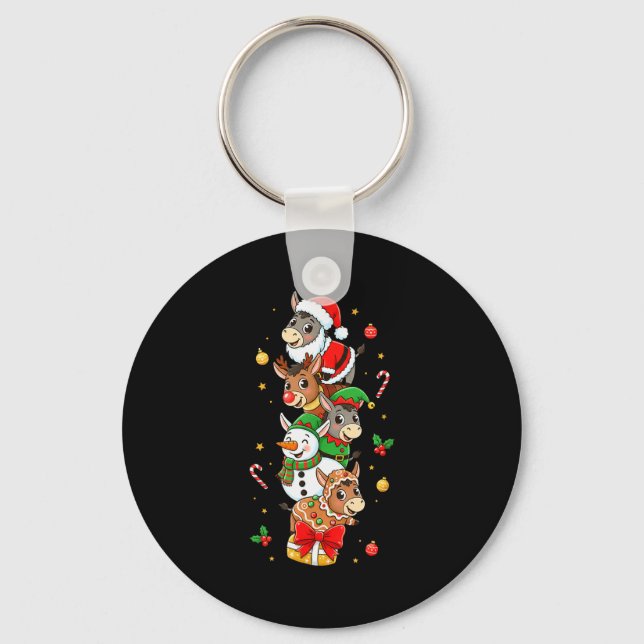 Funny Santa Elf Snowman Christmas Womens Mens Kids Keychain (Front)