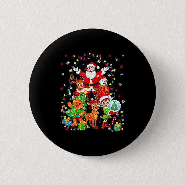 Funny Santa Elf Snowman Reindeer Gingerbread Chris 2 Inch Round Button (Front)