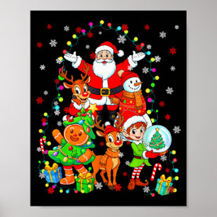 Funny Santa Elf Snowman Reindeer Gingerbread Chris Poster