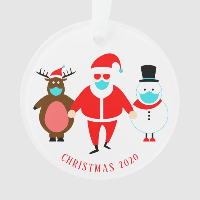 Funny Santa Face Mask Christmas 2020 Personalized Ornament (Front)