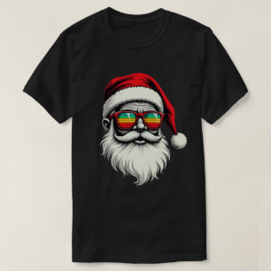 Funny Santa Face Retro Sunglasses Christmas T-Shirt