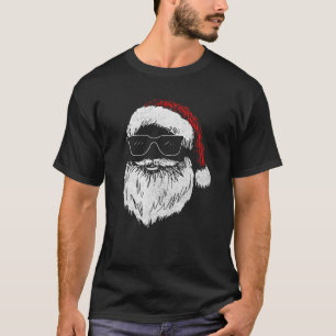 Funny Santa Face With Sunglasses Hat Beard Christm T-Shirt