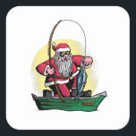 Funny Santa Fishing Christmas Fish Gift Square Sticker<br><div class="desc">Funny Gift for men & women,  kids who are fisher / fisherman and love fly fishing,  angling,  hunting and being at the lake. Showing Santa fishing. Get as christmas,  xmas present for your husband or dad.</div>