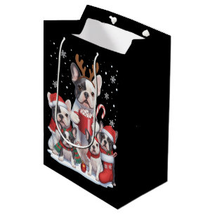 Funny Santa French Bulldog Dogs Christmas Xmas Medium Gift Bag