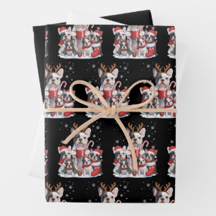 Funny Santa French Bulldog Dogs Christmas Xmas Wrapping Paper Sheet