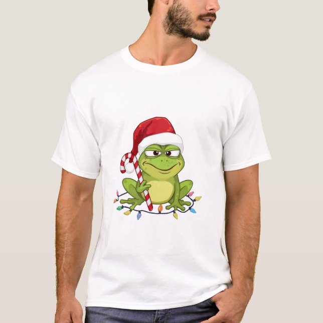 Funny Santa Frog Christmas Shirt - Cute Frog with  (Front)
