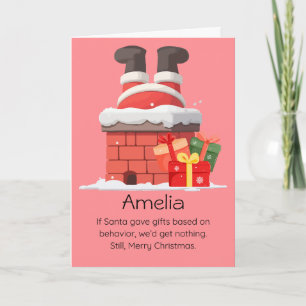 Funny Santa Gifts Name Merry Christmas Holiday Card