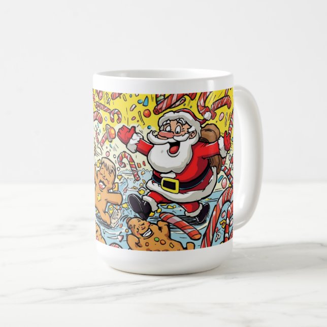 Funny Santa & Gingerbread Christmas Mug (Front Right)