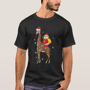 Funny Santa Giraffe Christmas Pajama Gift For Men  T-Shirt