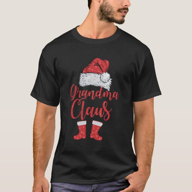 Funny Santa Grandma Claus Merry Gift For Christmas T-Shirt (Front)