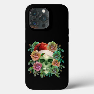 FUNNY SANTA GREEN SKULL AND CHRISTMAS FLORAL  iPhone 13 PRO CASE