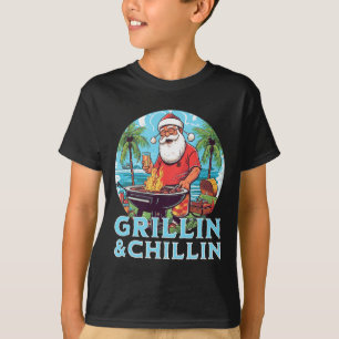 Funny Santa Grilling Christmas In July Grillin And T-Shirt