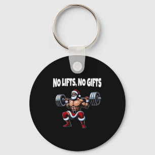 Funny Santa Gym Lifting Swole Santa Ugly Christmas Keychain