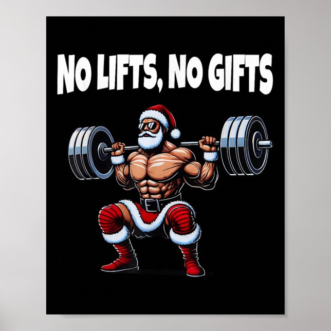 Funny Santa Gym Lifting Swole Santa Ugly Christmas Poster (Front)