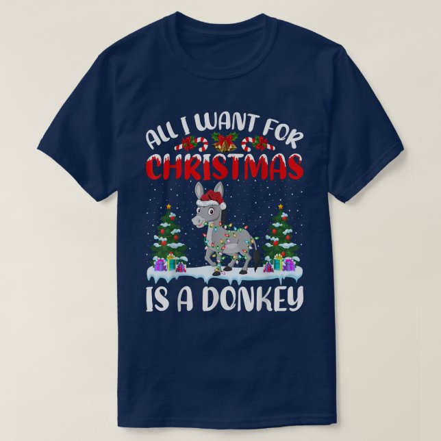 Funny Santa Hat All I Want For Christmas Is A Donk T-Shirt (Design Front)