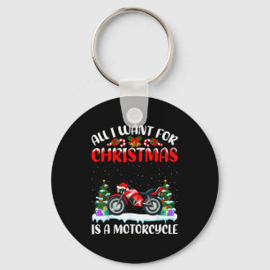 Funny Santa Hat All I Want For Christmas Is A Moto Keychain