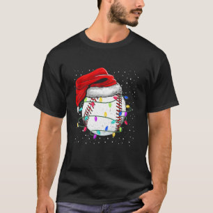 Funny Santa Hat Baseball Christmas Lights Baseball T-Shirt