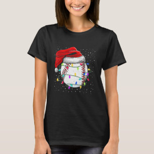 Funny Santa Hat Baseball Christmas Lights Baseball T-Shirt