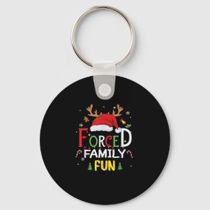 Funny Santa Hat Forced Family Fun Sarcastic Christ Keychain