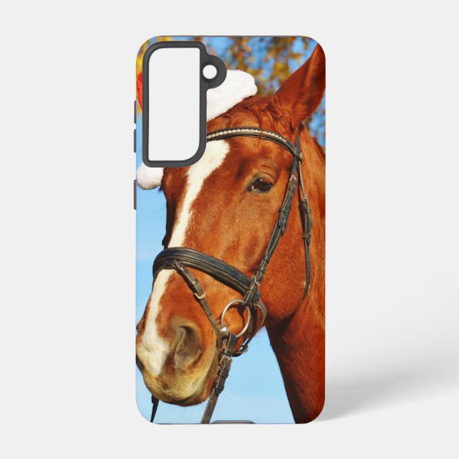 Funny Santa Hat Horse Christmas Samsung Galaxy S21 Case (Back)