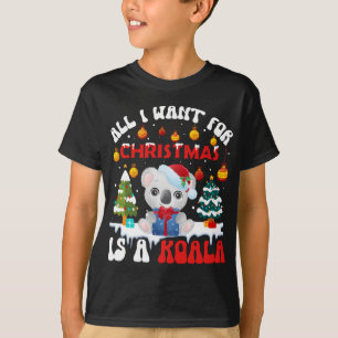 Funny Santa Hat Koala All I Want For Christmas Is  T-Shirt