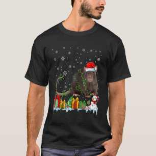 Funny Santa Hat Rat Christmas Lights Animals Lover T-Shirt
