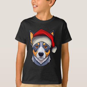 Funny Santa Hat Xmas Pajamas Blue Heeler Dog Chris T-Shirt
