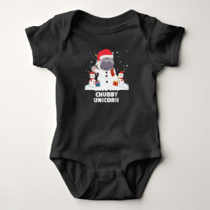 Funny Santa Hippo Christmas Snowman Xmas Gift Baby Bodysuit