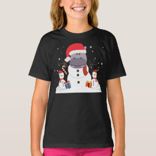 Funny Santa Hippo Christmas Snowman Xmas Gift T-Shirt