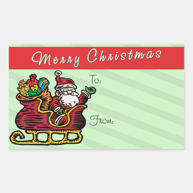 Funny Santa in his Sleigh Sticker (Front)