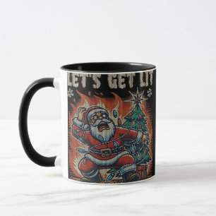 Funny Santa Is Burning Let's Get Lit Classic Mug