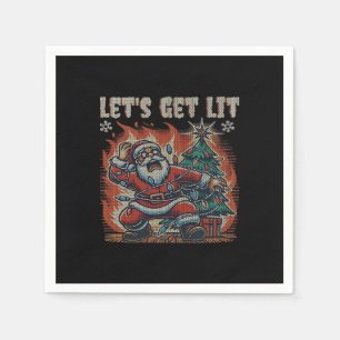Funny Santa Is Burning Let's Get Lit Classic Napkin