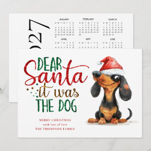 Funny Santa It Was Dog 2027 Calendar Christmas Holiday Card
