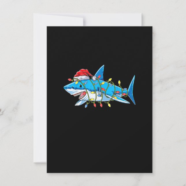 Funny Santa Jaws Shark Christmas Lights Merry Shar Invitation (Front)