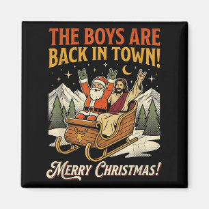 Funny Santa Jesus Rock Christmas Retro Vintage  Magnet