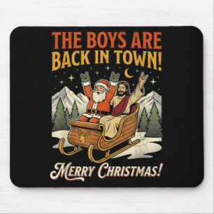 Funny Santa Jesus Rock Christmas Retro Vintage  Mouse Pad