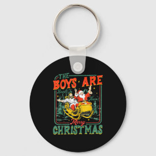Funny Santa Jesus The Boys Are Back In Town Merry Keychain