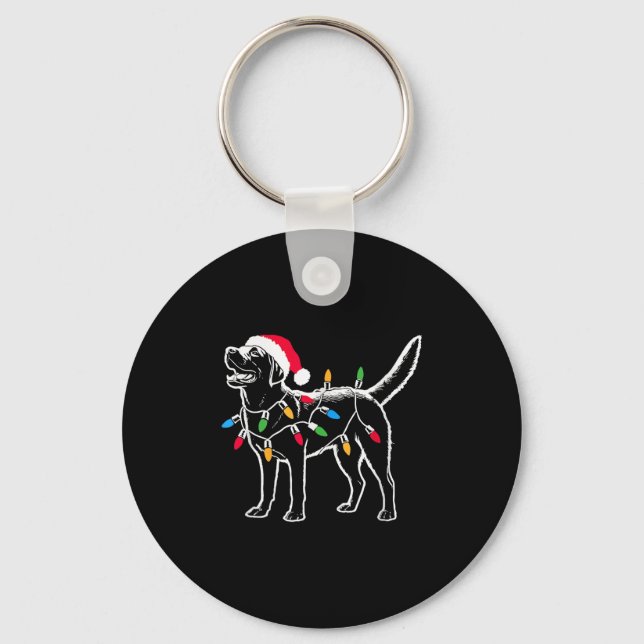 Funny Santa Labrador Retriever Christmas Lights Do Keychain (Front)