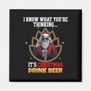 Funny Santa Merry Christmas Beer Cool For Men Wome Magnet