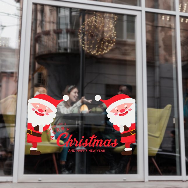 Funny Santa Merry Christmas Small Business Holiday Window Cling (Funny Santa Merry Christmas Small Business Holiday Window Cling)