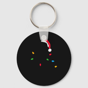 Funny Santa Miniature Schnauzer Christmas Lights D Keychain