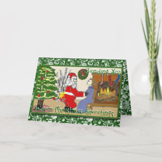 Funny Santa on Fire Christmas card