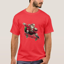 Funny Santa on Red Skateboard Merry Christmas