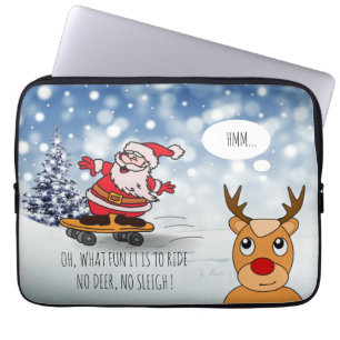 Funny Santa on Skateboard for Kids Christmas Laptop Sleeve