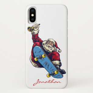 Funny Santa on Skateboard Merry Christmas Holiday Case-Mate iPhone Case