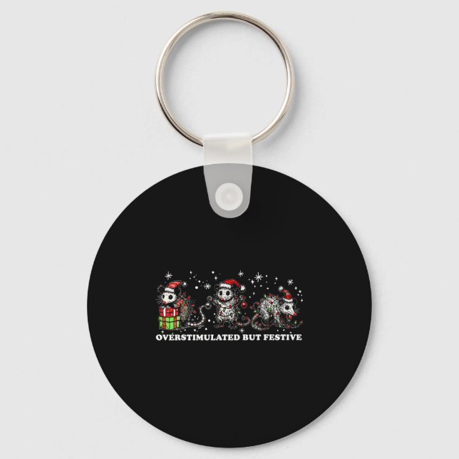 Funny Santa Ossums Overstimulated But Festive Xmas Keychain (Front)
