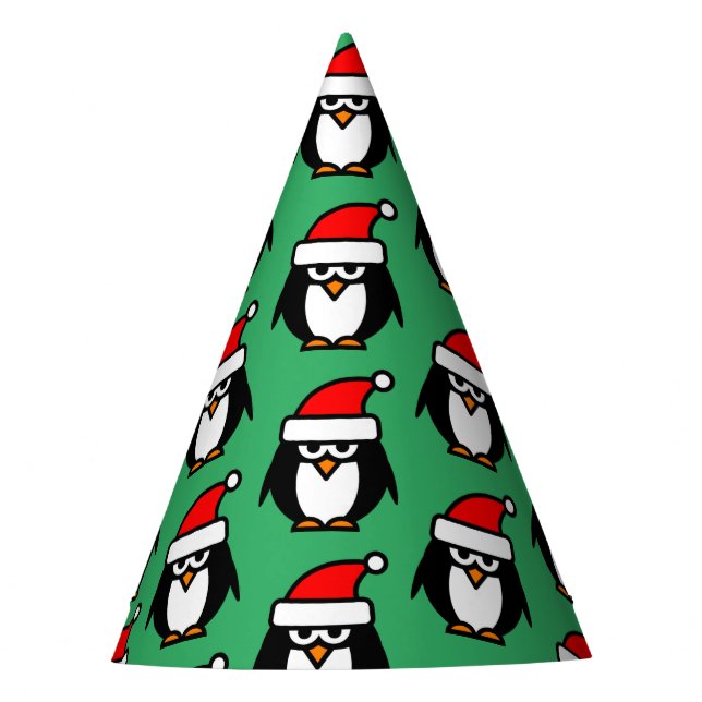Funny Santa penguin Christmas party paper cone hat (Front)