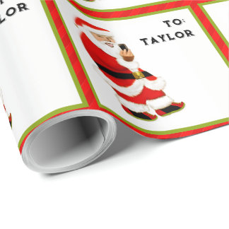Funny Santa Phone Selfie Wrapping Paper