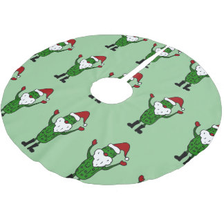 Funny Santa Pickle Christmas Tree Skirt